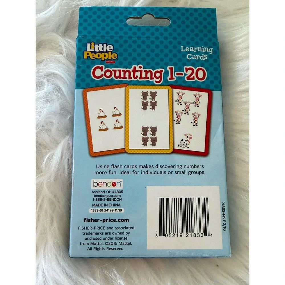 Fisher Price Little People Counting 1-20 Learning Cards 36 Flash Cards Ages 3+